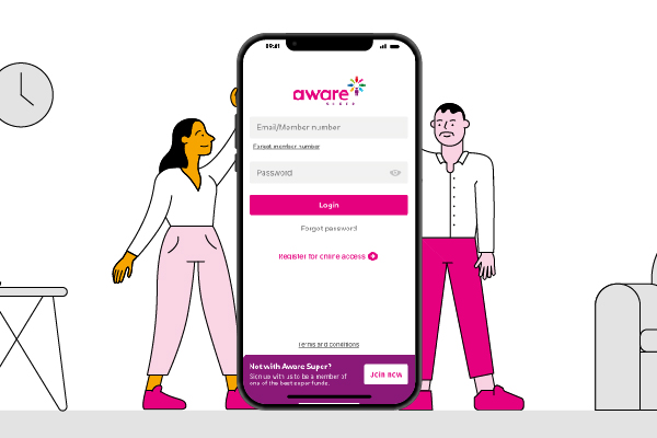 Video of Aware Super's mobile app registration process